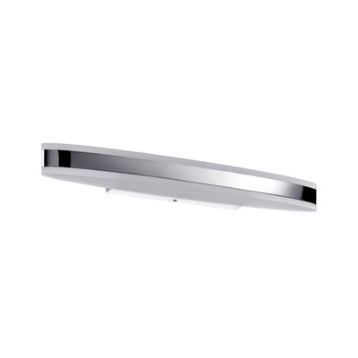 Slim LED ceiling light in white plastic with chrome edge for modern room lighting