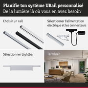 Système de rail URail modulaire avec profils en aluminium noir et blanc pour éclairage LED flexible