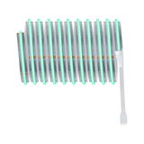 Flexible LED strip light with green glow and white connector cable for modern lighting solutions.