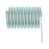 Flexible LED strip light with green glow and white connector cable for modern lighting solutions.