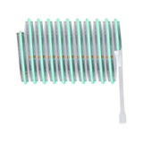 Flexible LED strip light with green glow and white connector cable for modern lighting solutions.