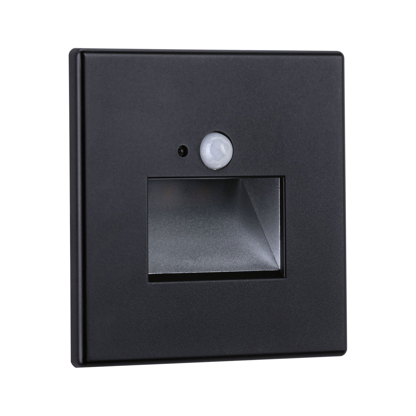Black metal LED wall recessed light with motion sensor for energy-efficient lighting