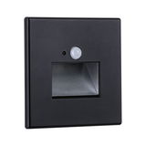 Black metal LED wall recessed light with motion sensor for energy-efficient lighting