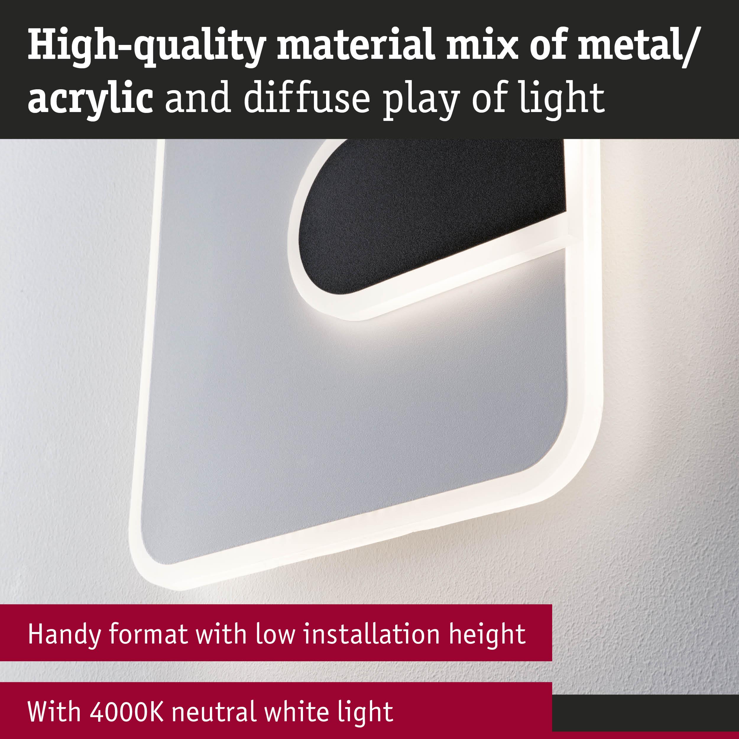 Modern wall light in white metal and acrylic with 4000K neutral white light and diffuse illumination