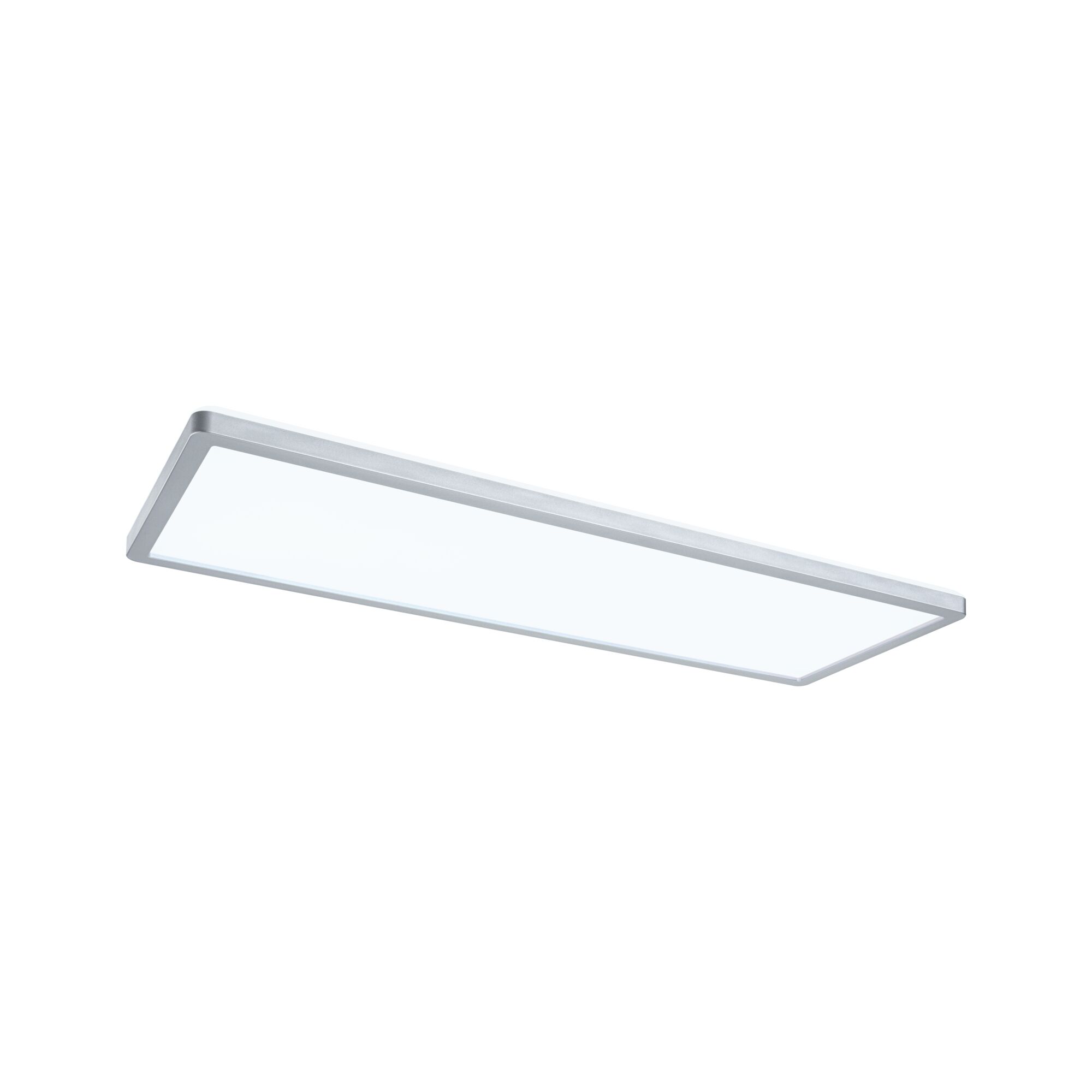 Plafonnier LED rectangulaire en aluminium argenté avec diffuseur blanc pour éclairage moderne