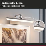 Bilderleuchte Renan aus gebürstetem Metall in Silber mit schwenkbarem Kopf für Wandbilder.