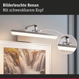 Bilderleuchte Renan aus gebürstetem Metall in Silber mit schwenkbarem Kopf für Wandbilder.