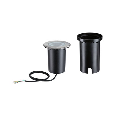 Spot encastré rond au sol en acier inoxydable et plastique noir avec câble pour éclairage extérieur