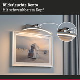 Bilderleuchte Bento aus gebürstetem Metall in Silber mit schwenkbarem Kopf für Wandbilder.