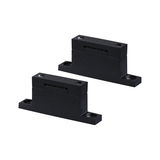 Two black plastic mounting brackets with screw holes for LED track lighting systems.
