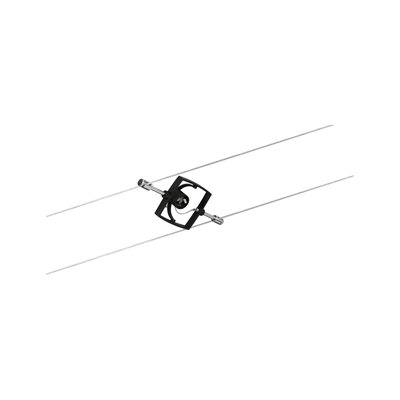 Black LED cable spotlight with adjustable square design and chrome details for modern lighting solutions
