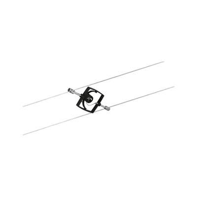 Zwarte LED-kabelspot met verstelbaar vierkant ontwerp en chromen details voor moderne verlichting