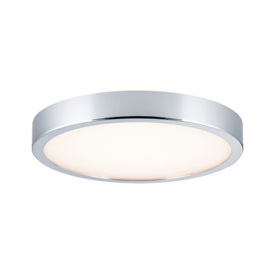 Runde Deckenleuchte aus Chrom mit weißem Diffusor für modernes LED Raumlicht
