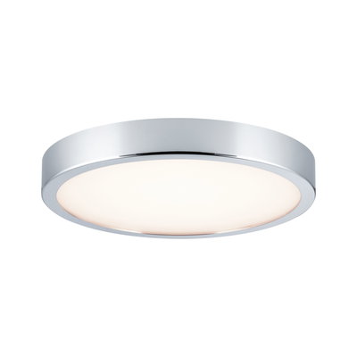 Runde Deckenleuchte aus Chrom mit weißem Diffusor für modernes LED Raumlicht
