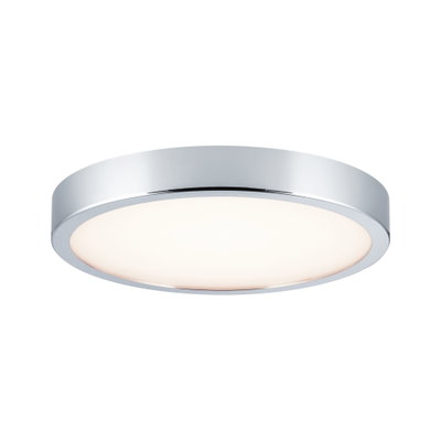 Round ceiling light in chrome with white diffuser for modern LED room lighting