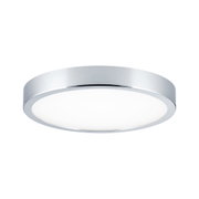 Plafonnier rond avec cadre chromé et diffuseur blanc en plastique pour éclairage intérieur moderne