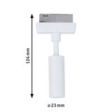 White metal LED spotlight 124 mm long and 23 mm diameter for track lighting systems