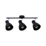 Spot de plafond noir à trois lampes en métal avec abat-jours réglables pour éclairage intérieur moderne