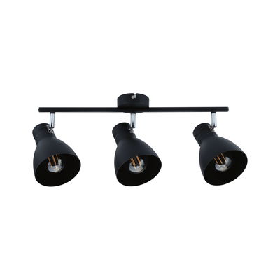 Spot de plafond noir à trois lampes en métal avec abat-jours réglables pour éclairage intérieur moderne