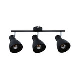 Three-light black metal ceiling spotlight with adjustable shades for modern indoor lighting