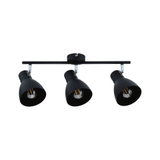 Spot de plafond noir à trois lampes en métal avec abat-jours réglables pour éclairage intérieur moderne