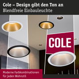Blendfreie Einbauleuchte Cole in Schwarz und Weiß mit goldfarbenem Reflektor für moderne Wohnstile