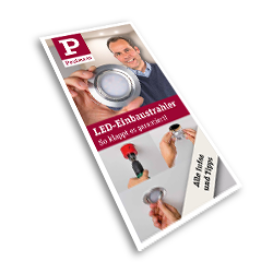 Folder met LED-inbouwspots en tips voor montage en gebruik van Paulmann verlichting.