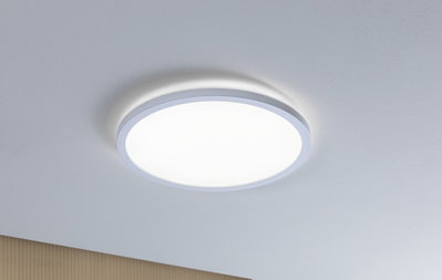 Plafonnier LED rond blanc en plastique avec lumière blanc chaud pour pièces à vivre