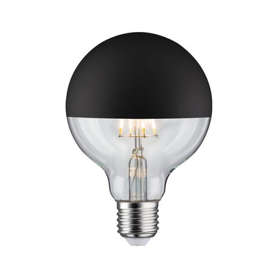 Ampoule avec demi-dôme noir en verre et filament LED visible pour éclairage décoratif