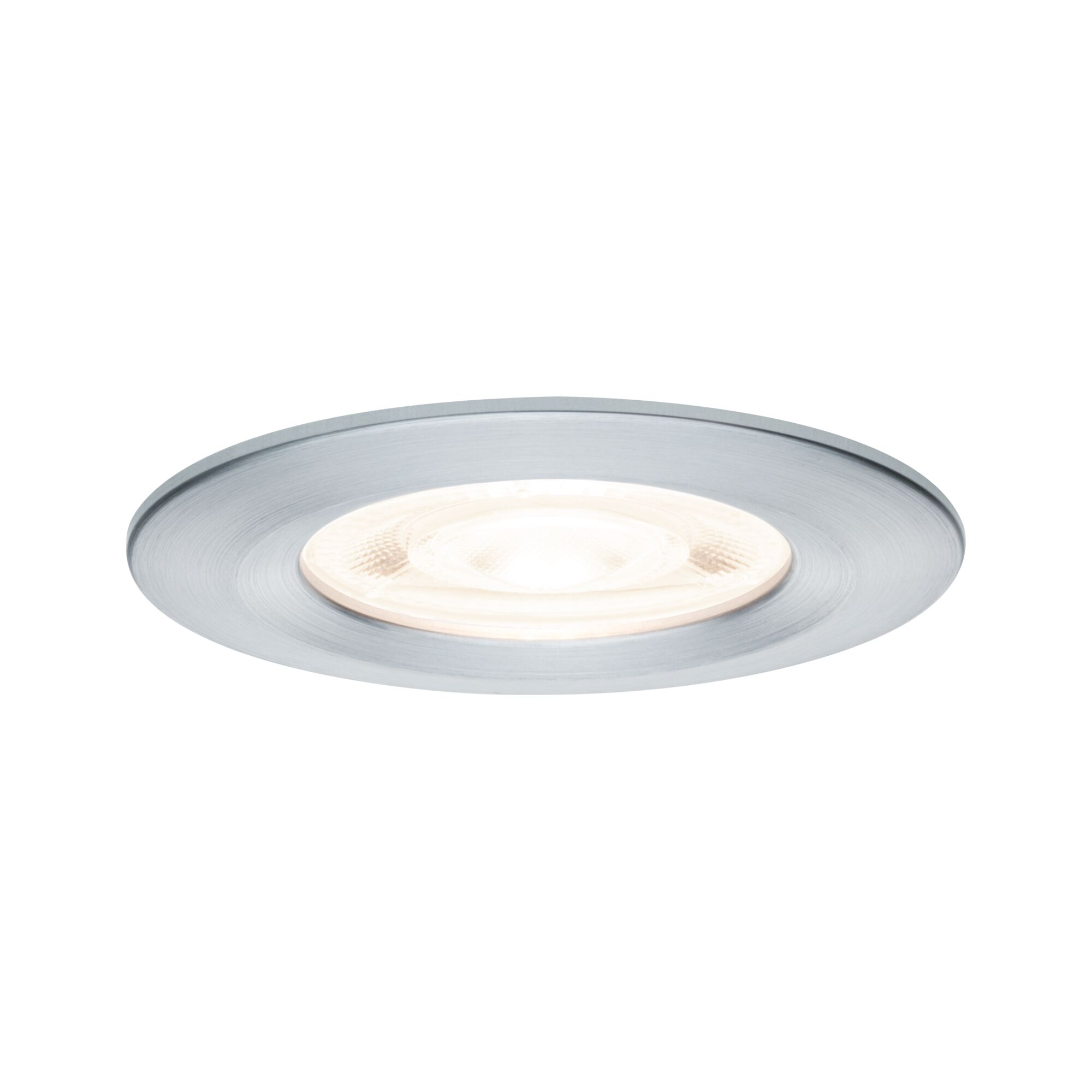 Rundes LED-Einbaustrahler aus gebürstetem Aluminium in Silber für moderne Innenbeleuchtung