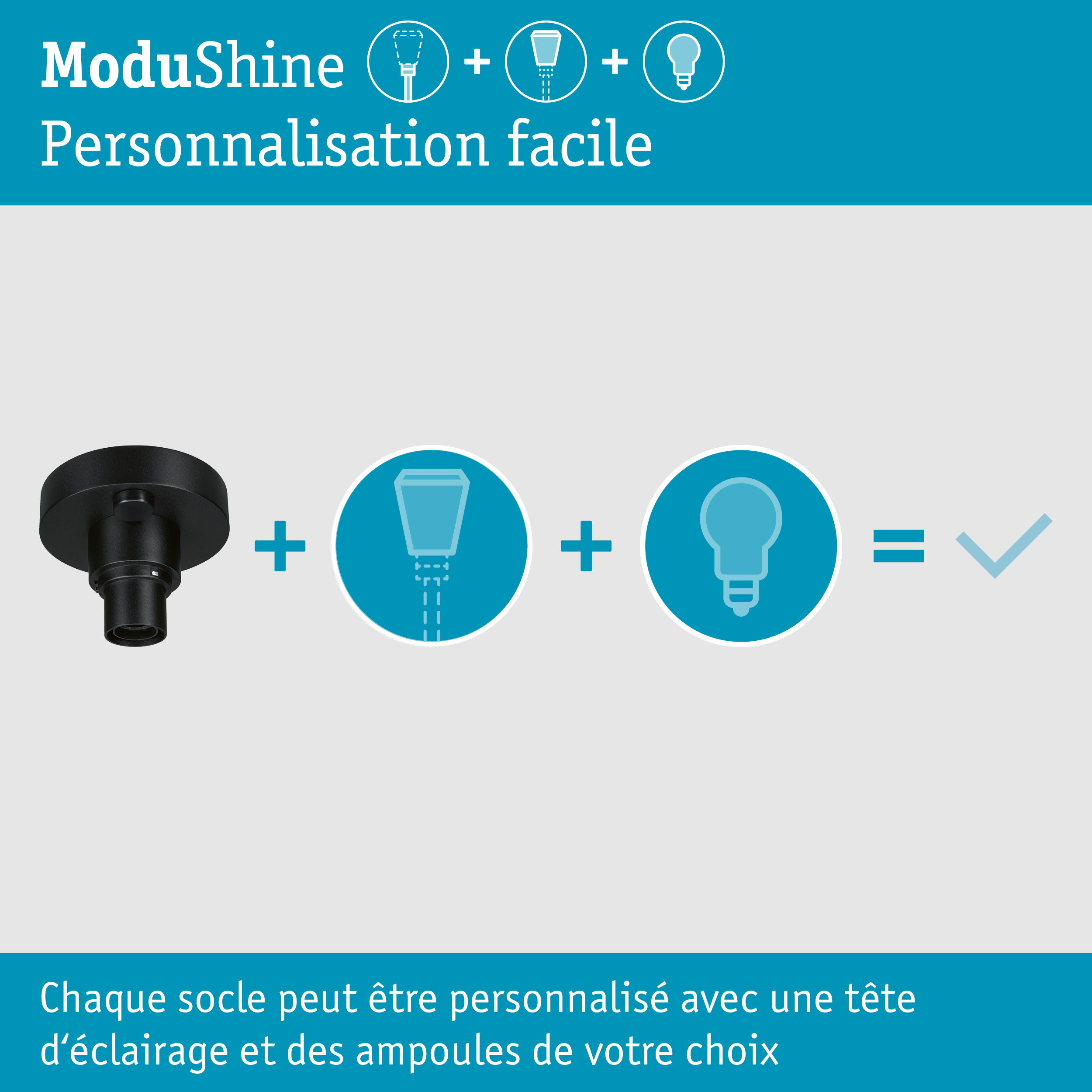 ModuShine Support de plafond IP44 rond Anthracite
