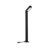 Black metal LED outdoor lamp with rectangular head and cable connection for garden lighting