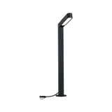 Schwarze LED-Außenleuchte aus Metall mit rechteckigem Leuchtkopf und Kabelanschluss für Gartenbeleuchtung