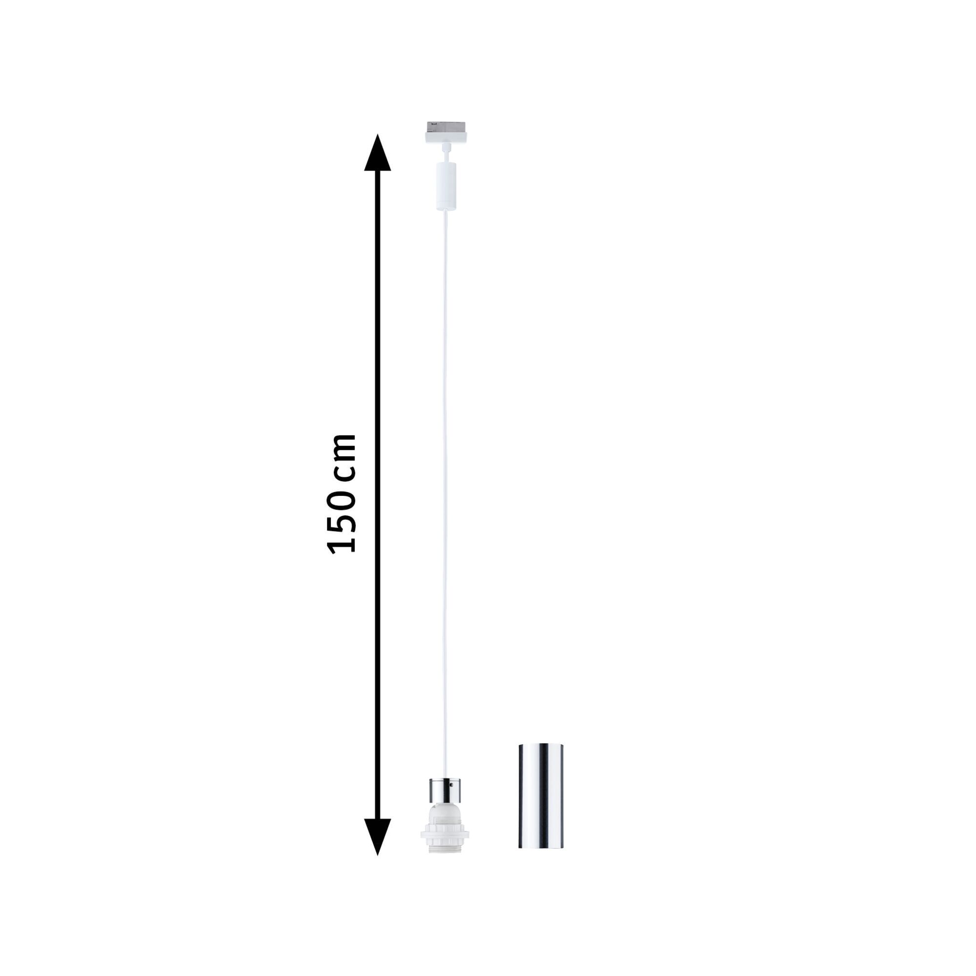 Weißes Pendelkabel mit 150 cm Länge und verchromter Fassung für LED-Leuchten, Beleuchtung Zubehör