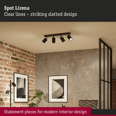Black Spot Lirena ceiling spotlight with striking slatted design for modern interior lighting