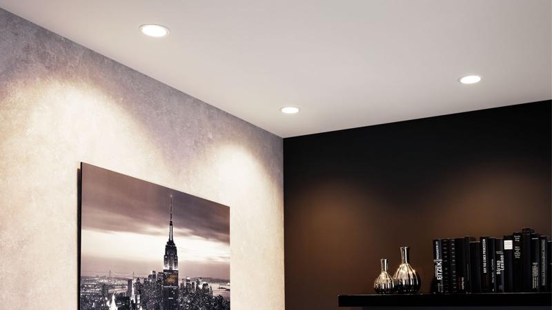 Mit hochwertigen Einbaustrahlern realisierst du deine Lichtwünsche im Home Office. Einbauleuchten von Paulmann für die Grundbeleuchtung.