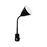Lampe noire flexible à brancher avec abat-jour conique et interrupteur pour éclairage ciblé