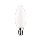 Candle-shaped LED bulb with E14 base in matte white for energy-efficient lighting