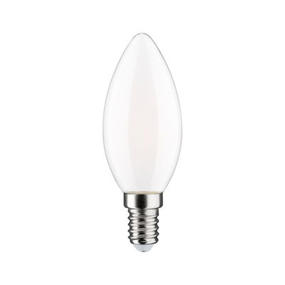 Candle-shaped LED bulb with E14 base in matte white for energy-efficient lighting