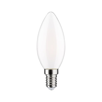 Kerzenförmige LED-Lampe mit E14-Fassung in mattweiß für energiesparende Beleuchtung