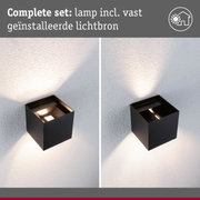Zwarte metalen wandlamp met vaste lichtbron voor moderne buitenverlichting