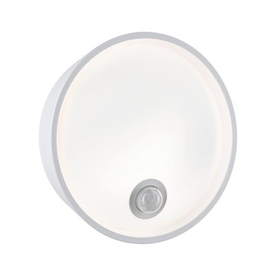 Round white LED ceiling light with motion sensor, energy-saving indoor lighting