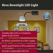 LED Downlight 3-Step-Dim Nova Coin Rigid IP44 round 78mm Coin 6W 470lm 230V dimmable 2700K Brushed iron