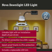 LED Downlight 3-Step-Dim Nova Coin Rigid IP44 round 78mm Coin 6W 470lm 230V dimmable 2700K Brushed iron