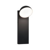 Modern black LED wall light with round opal plastic diffuser for indoor lighting