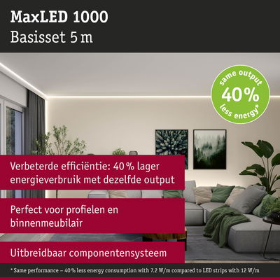 MaxLED 1000 LED-strip 5 m met 40% minder energieverbruik voor efficiënte binnenverlichting