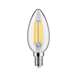 LED candle bulb with clear glass and silver base for energy-efficient lighting solutions