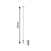 White cable with chrome holder, 150 cm long, for LED lighting fixtures