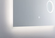 Modernes LED-Spiegelleuchte mit Touch-Schalter und runder Vergrößerungslupe in Weiß für Badbeleuchtung
