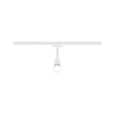 Modern white metal LED spotlight on track system for flexible room lighting